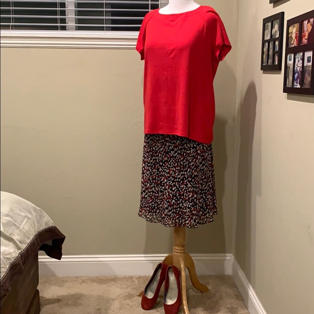 Red and black knee length skirt